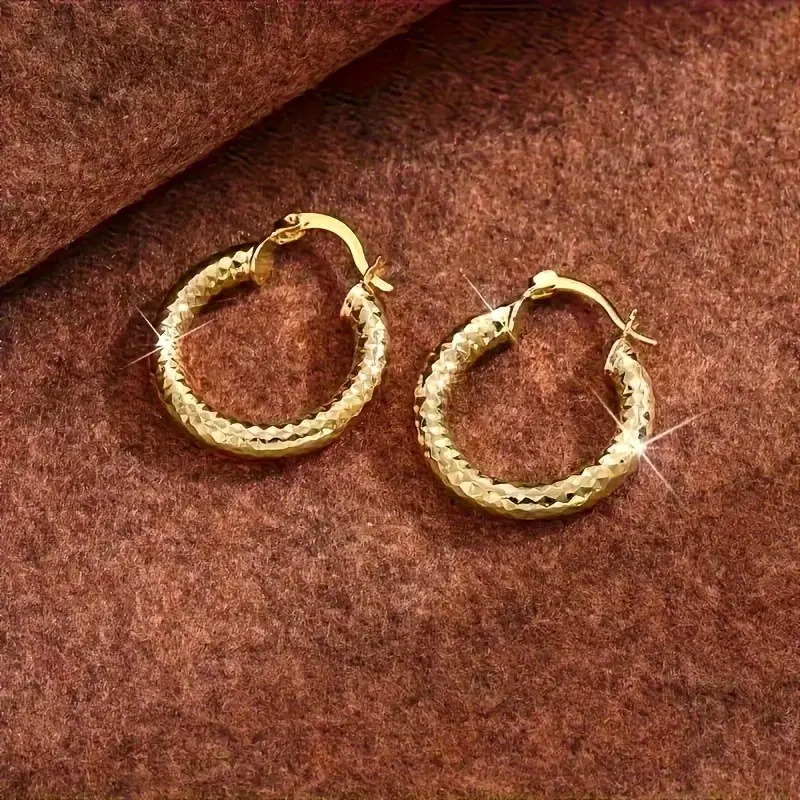 Women's 4-Pair Unisex Copper Magnet Earrings Set - Ancient Gold-Plated Round Geo Mix Shapes, Non-Tarnish Jewelry for Daily & Party Wear