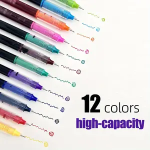 12/24/36 Color Gel Ink Pens, 0.5mm Needle Tip High Capacity Rolling Ball Pens, Essential Office and Study Supplies, Artist Drawing Pen