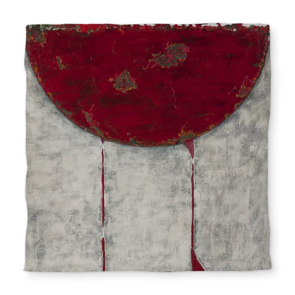 Begin Home Decor C1DCQSW0D4ETJ2 Red Half Circle Queen Size Duvet Cover - Contemporary Abstract Decor