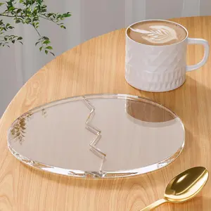 Coaster Decorative Plates,Office Desk Accessories, Clear Dinosaur Egg Shape Coffee Cup Decor,  for Tabletop Protection and Display.