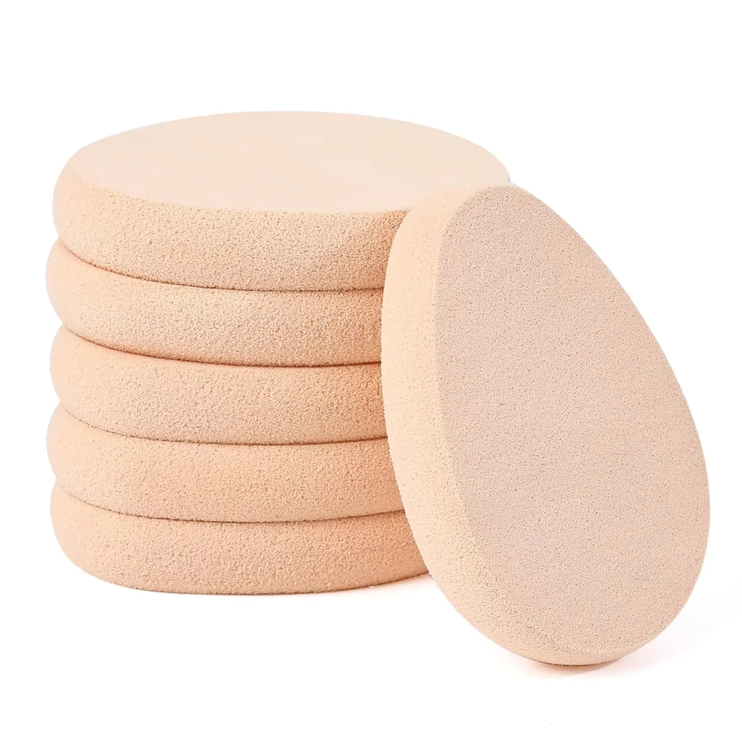 6 PCS Flat Makeup Sponges for Foundation, Beige Foundation Sponge, Beauty Blender Make Up Sponges, Cushion Foundation Puff for Natural and Easy Soft Long-lasting