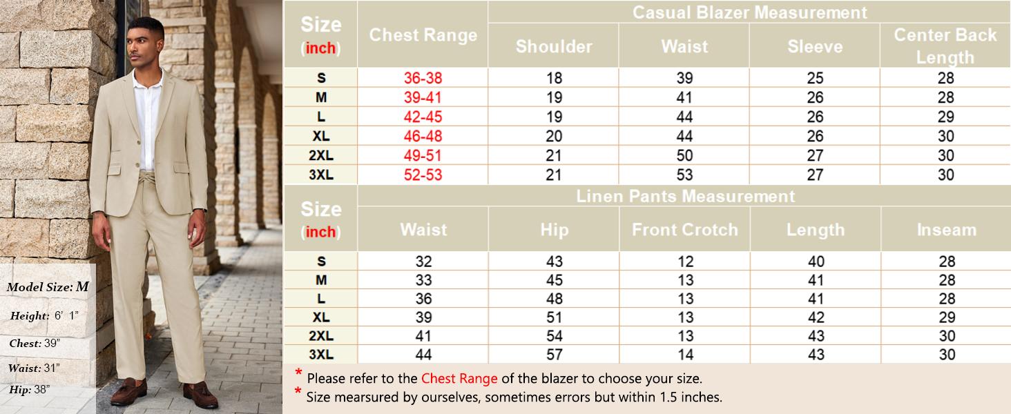 COOFANDY Men's 2 Piece Linen Suits Set Regular Fit Casual Lightweight Blazer Jacket and Pants