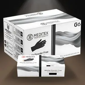 1000PCS MEDITEX Black Exam Nitrile Gloves Tattoo Gloves Powder-Free 4mil