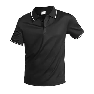 Men's Classic Colorblock Collar Polo Shirt Short Sleeve Business Casual Top Breathable Slim Fit Half Sleeve T-Shirt Black Menswear