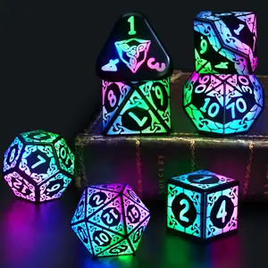 ZHOORQI LED Dice Set DND Cool Light up Rechargeable Polyhedral D and D Dice with Charging Box for Dungeons and Dragons Role Playing Game Gifts Colorful Shackles