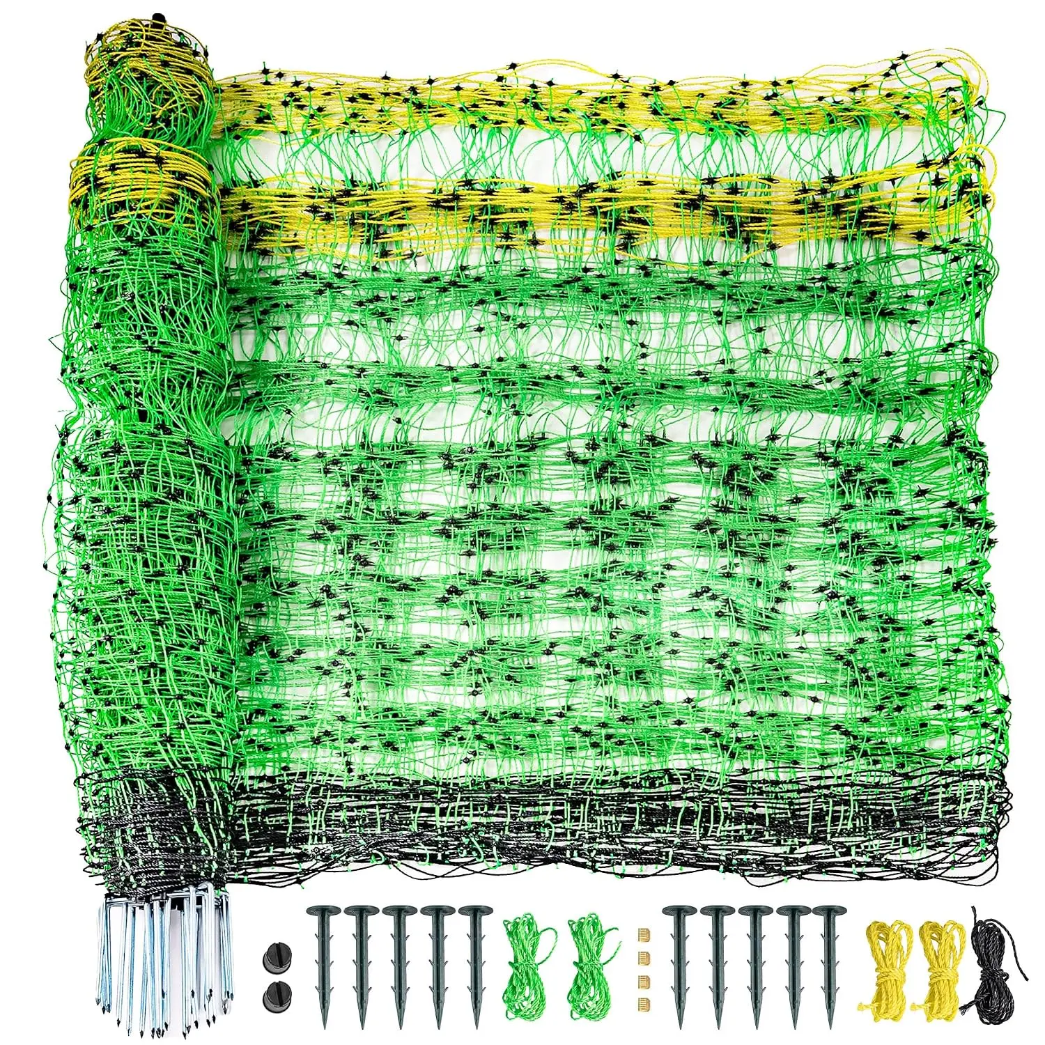 PPOLB Electric Poultry Fence Netting - 164'L x 41.5" H, Portable Movable Nets Mesh for Chickens, Ducks, Geese, Rabbits, Electric Fencing for Backyards, Homesteaders, Farms Ranches, and Gardens