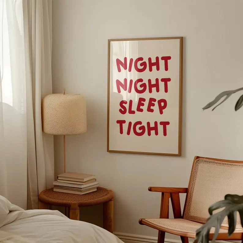 Night Night Sleep Tight Print, Bedroom Sleeping Poster, Girls Bedroom Print, Sleeping Wall Art, Bed Quote Wall Decor, Nap Time Print