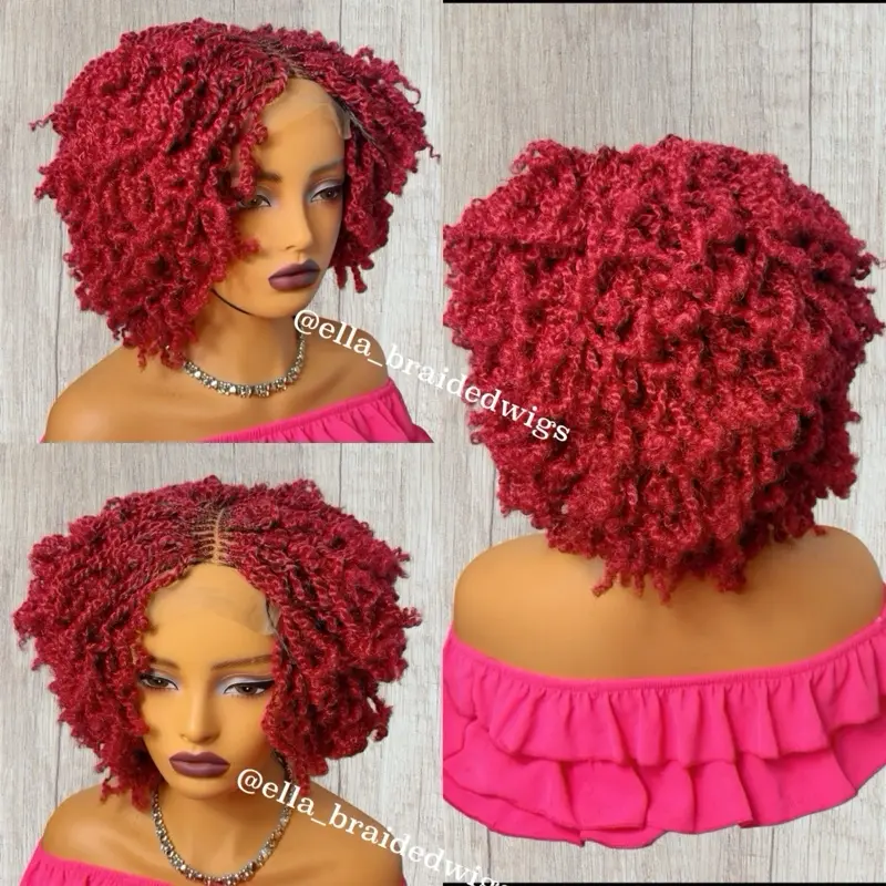 Kinky Twists 4*4 Lace Closure Wig Color #Burgundy - Stylish and Comfortable Kinky Twists 4*4 Lace Closure Wig Color #Burgundy - Stylish and Comfortable