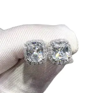 Huitan Classic Cushion Shape Stud Earrings with Brilliant Cubic Zirconia Stone for Wedding Engagement Party Luxury Jewelry