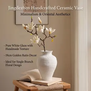 Vintage Ceramic Vase, Hand-Painted Matte Texture Decorative Piece, Minimalist Wabi-Sabi Home Accent, Dry Flower Bottle for Living Room Bedroom Entryway