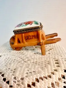 Unleash Your Inner Garden Goddess with the Exquisite Limoges Trinket Box - Vegetable Wheel Barrel - Legumes