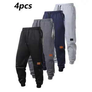 Winter Men's Fleece-Lined Casual Pants - Versatile New Design, Thick & Warm, Drawstring Ankle, Solid Color, Simple Style, Polyester big outfit cotton hoodie timeless holiday fashion mechanic  jacket  outfits cl menswear ose-fitting pocket corduroy shirt