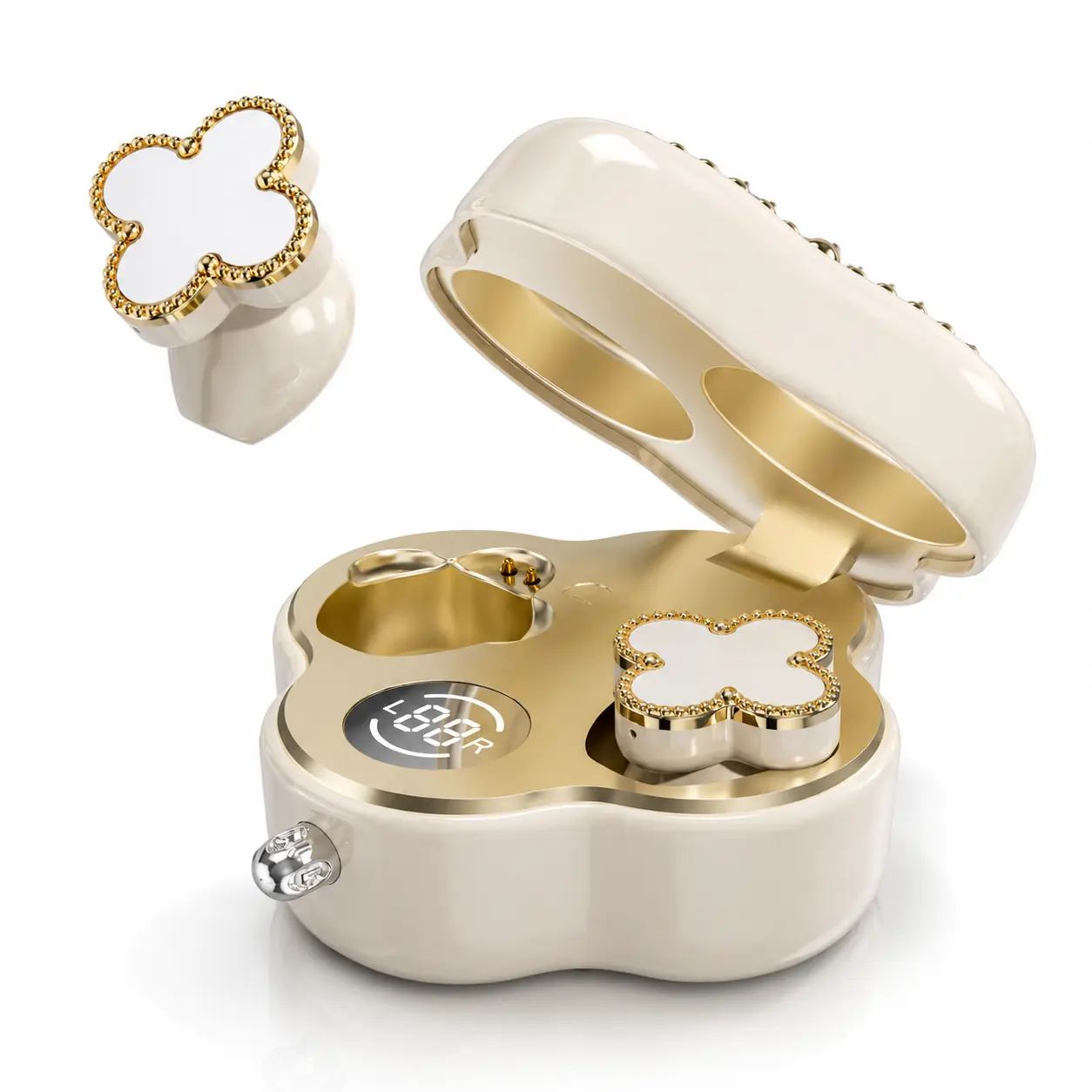 YX66-Four-Leaf Clover Wireless Earbudswith Bluetooth 6.0, Stable Connection, ENC CallNoise Cancellation, Super Stereo Sound, LuxuryRetro Jewelry-Style Design for Women, ElegantCharging Case, Compatible with Android & iOS,Ideal Gift for Girls