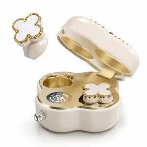 YX66-Four-Leaf Clover Wireless Earbudswith Bluetooth 6.0, Stable Connection, ENC CallNoise Cancellation, Super Stereo Sound, LuxuryRetro Jewelry-Style Design for Women, ElegantCharging Case, Compatible with Android & iOS,Ideal Gift for Girls