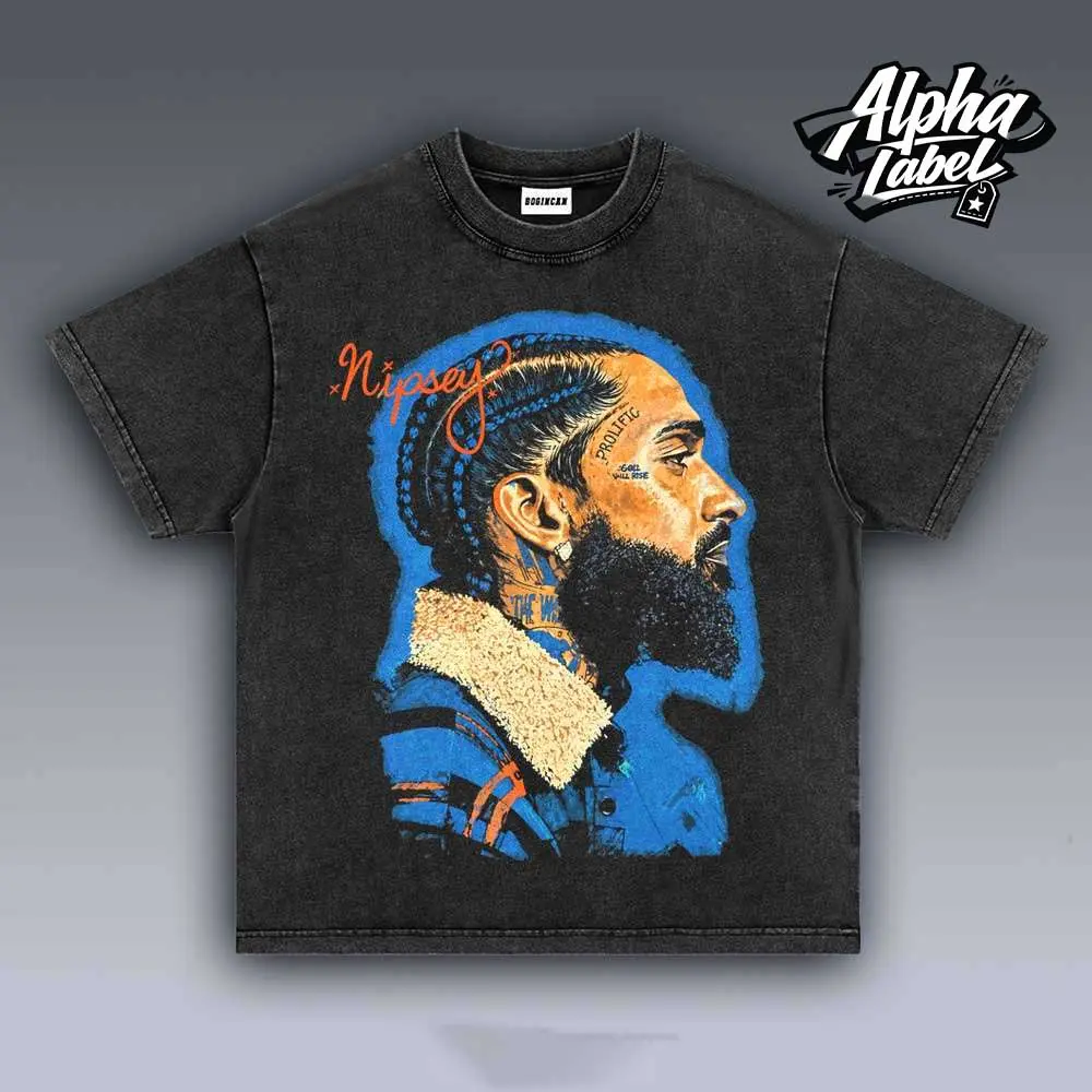 Unisex Oversized Vintage Acid Washed Short-Sleeve T-Shirt - Marathon Rap Legend Traditional Retro Classic Print, West Coast Hip Hop Tribute, Team Breezy Fan Gift, Black Menswear Top