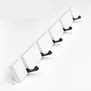 Luxury Wood Wall Hook 5-Hook Invisible Foldable Hanger for Hallway Entryway (White)