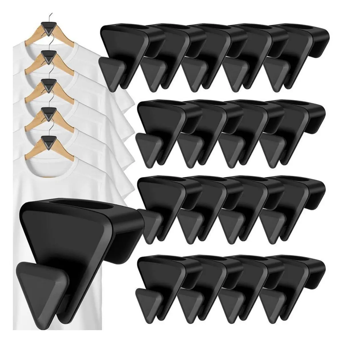 24 Pcs Space-Saving Clothes Hanger Hooks - New Hanger Hooks for Closets, Layered Heavy-Duty Cascading Hanger Hooks That Can Create Up to 5X More Closet Space, Fits Various Types of Hangers