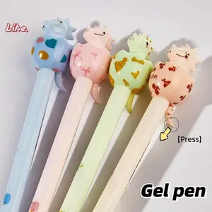 Cute Adorable Cartoon Dinosaur Egg Gel Pens, 4pcs High-Quality Unique Dinosaur Theme Student Exam Practice Pens, 0.5mm Creative Stationery Gift Set, Pen Variety