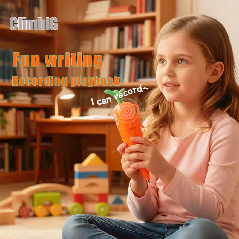 ZT Judy Cute Carrot Recorder Pen – Record Your Voice (60s) & Play It Back! Smooth Writing Ballpoint Pen Gift for Kids, Students & Teachers