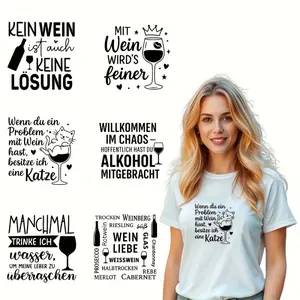 6 Pack Wine Lover Iron On Patches for T Shirts Jeans Masks Backpacks Washer Safe DIY Decorative Humorous Applique for Wine Enthusiasts