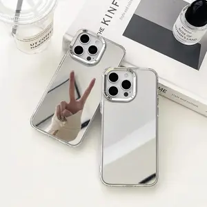 Plating Make Up Mirror Phone Case For iPhone 17Air 17 16 15 14 13 12 11 Pro Max XR X XS Hard Acrylic Shockproof Cover