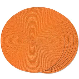 Set of 6 15 Inch Round PP Woven Placemats, Washable Non-Slip Table Mats Cup Coasters, Restaurant Kitchen Home Farmhouse Style Decor, Kitchen Decorative Placemat