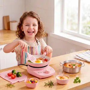 Children's Cooking Set - A truly safe mini kitchen set with a children's set for making real food,  Kitchen toys for toddlers, kitchen toy gifts suitable for girls and boys(Send US standard adapter head)