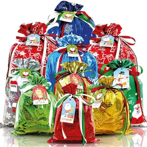 38 count Christmas  Bags with Tags & Ribbon Ties, Assorted Sizes for Xmas Holiday Present Wrapping & Festival Party Supplies-Small/Medium/Large