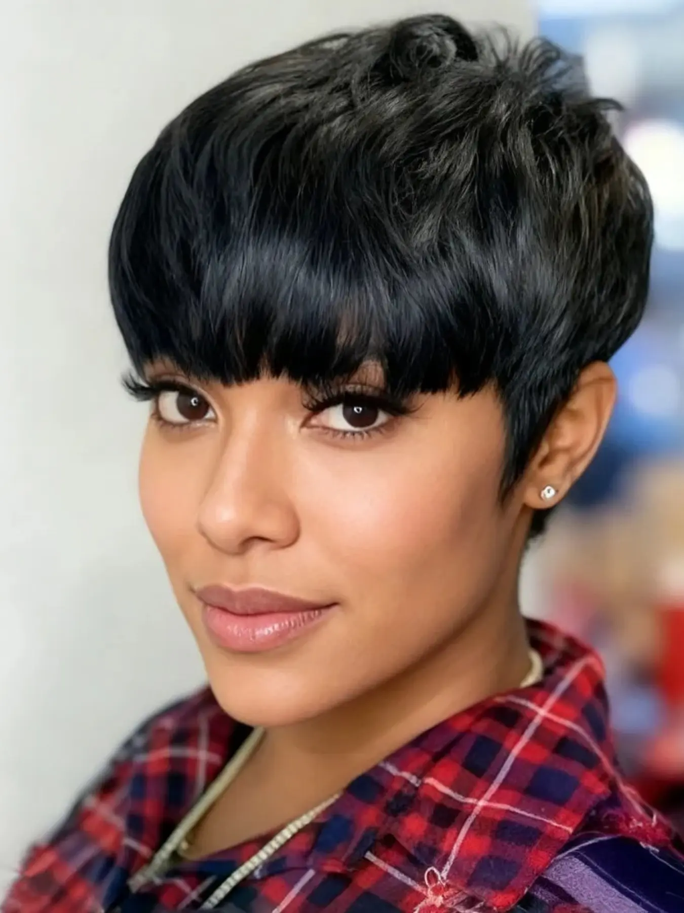 Short Bob Wig Human Hair for Women Pixie Cut wigs Human Hair  Wig With Bangs Human Hair Glueless Natural Black