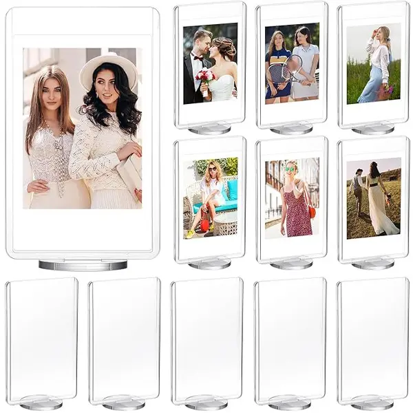 5Pcs Minimalist Transparent Lightweight Frameless Magnetic Photo Frames, 3in Refrigerator Magnet Album Compatible with Fujifilm Instax Polaroid Mini Film, Room/Office Decoration Gift