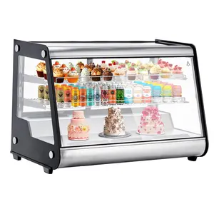 Commercial Cake Display Refrigerator, 6.5 Cu.Ft./183 L Single-Door Merchandiser with Universal wheel, Interior LED Lighting, Double-Layered Glass, Countertop/Floor Refrigerator, 110v