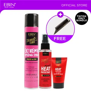 EBIN 24 Hour Tamer Heat Protectant Spray + Blow Dry Balm + Holding Spray (Freeze & Stay) with FREE comb | Silk press, Frizz control, Smooth, Shine