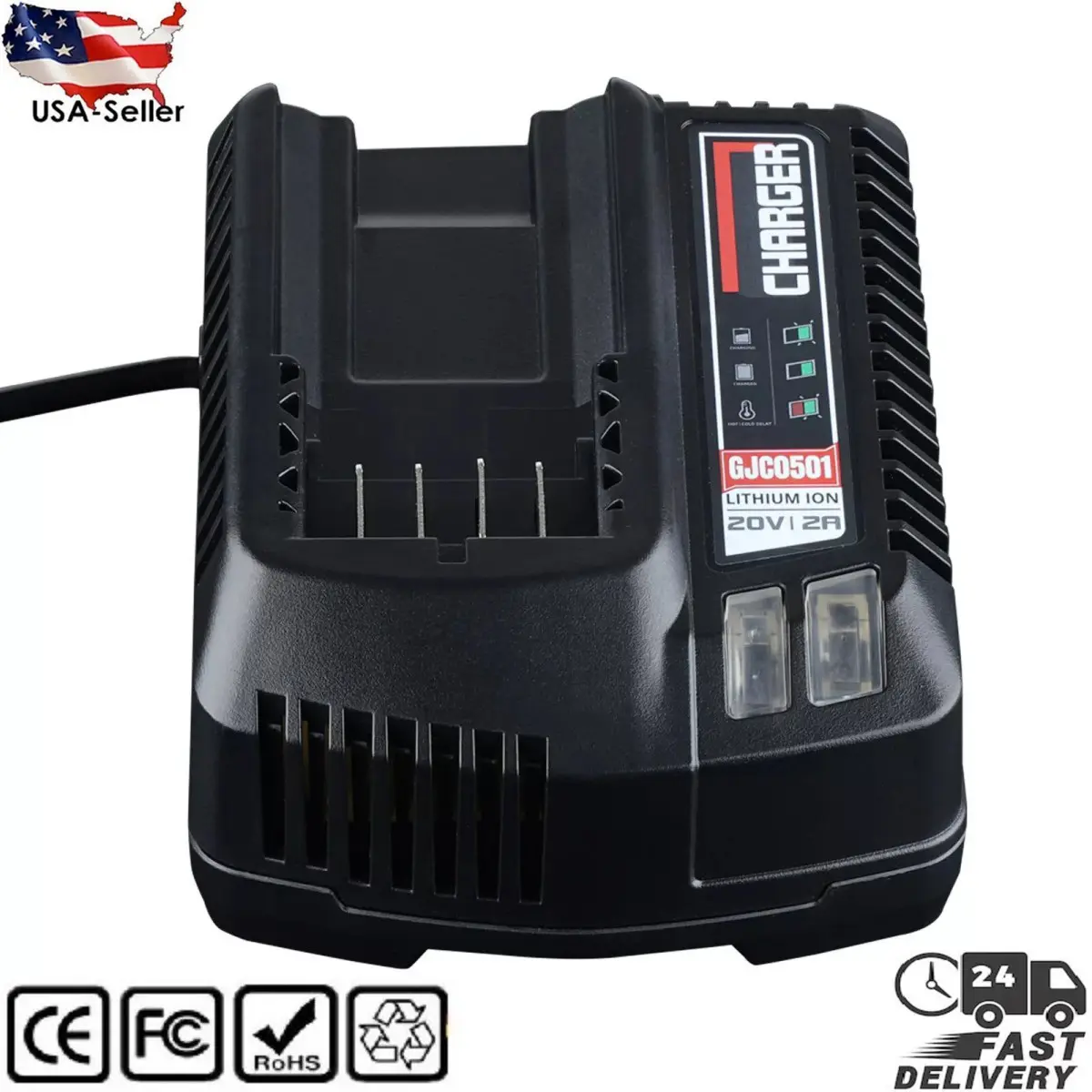 20V Fast Charger for Craftsman Power Tool Batteries, FCC & ROHS-Certified Protection System, Compatible with CMCB100, CMCB101, CMCB104, CMCB201, CMCB202, CMCB204, CMCB205, CMCB209