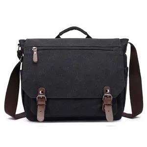 Men's Canvas Briefcase: Stylish Hand-Carry & Crossbody Business Bag for Modern Professionals