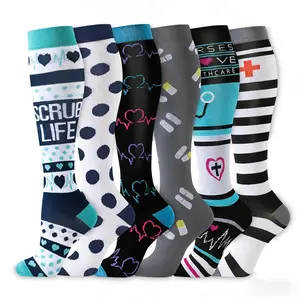 6 Pack Knee High Compression Socks, Athletic Support Socks for Daily Wear & Sports