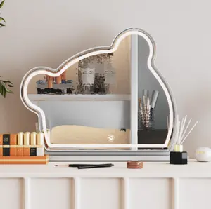 Bear LED Vanity Makeup Mirror with Touch Sensor, Adjustable Brightness, and 3 Light Modes - Metal