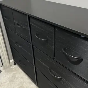 TV Stand, Dresser with 8 Fabric Drawers, Spacious Storage Tower for Closet, Wood Top and Mental Frame, Storage Unit for Living Rooms, Bedroom and Entryway