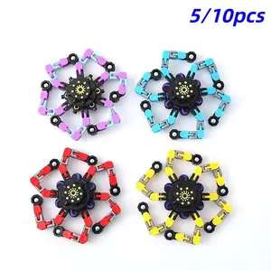 5/10 Pieces Colorful Transforming Finger Spinners, Chain Anxiety Spinner Toys, Fidget for Anxiety, Perfect for Back to School Gifts, Birthday and Christmas Parties