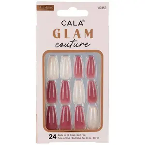CALA Glam Couture | Coffin Marble Mauve Press On Nails