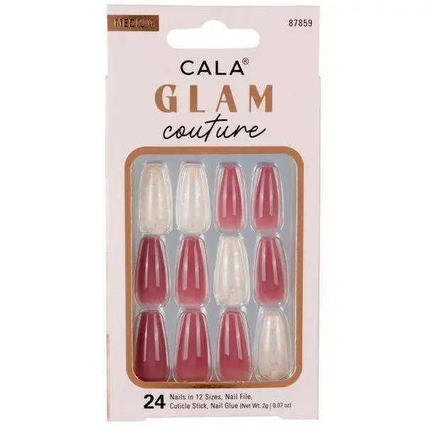 CALA Glam Couture | Coffin Marble Mauve Press On Nails