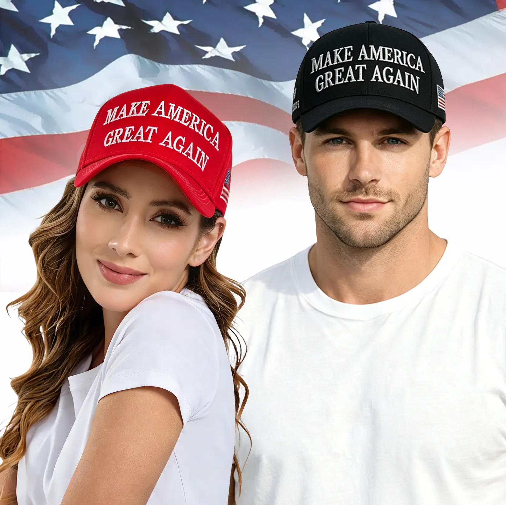 Patriotic Embroidered Baseball Cap - Adjustable Unisex Cotton Hat, Red & Dark for Events Daily Wear Outdoor Activities Great America Independence Again