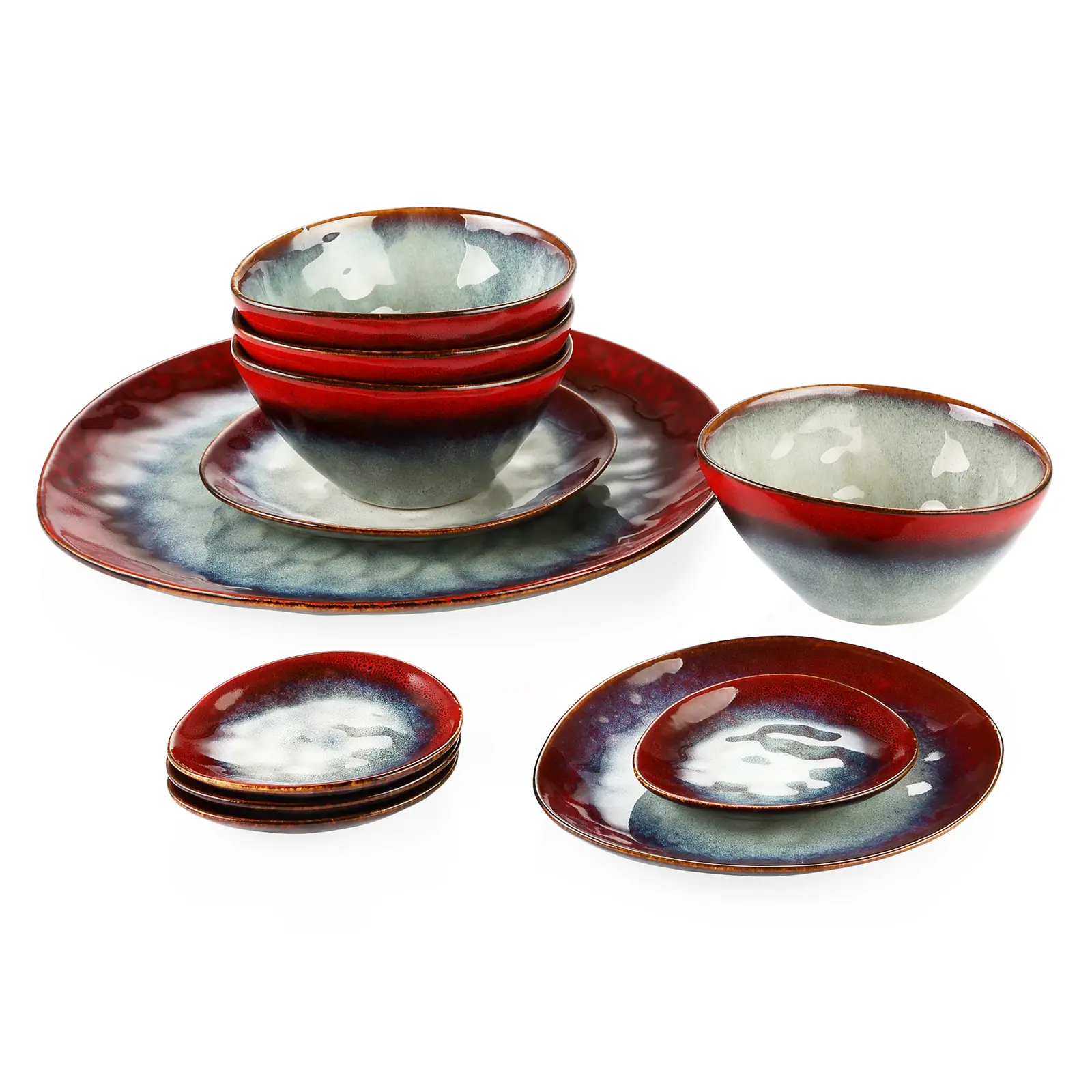 vancasso Stoneware Combi Set, 11-Piece VPROSTEEL Starry Porcelain Set - Vintage Look Handcrafted Dishwasher Safe