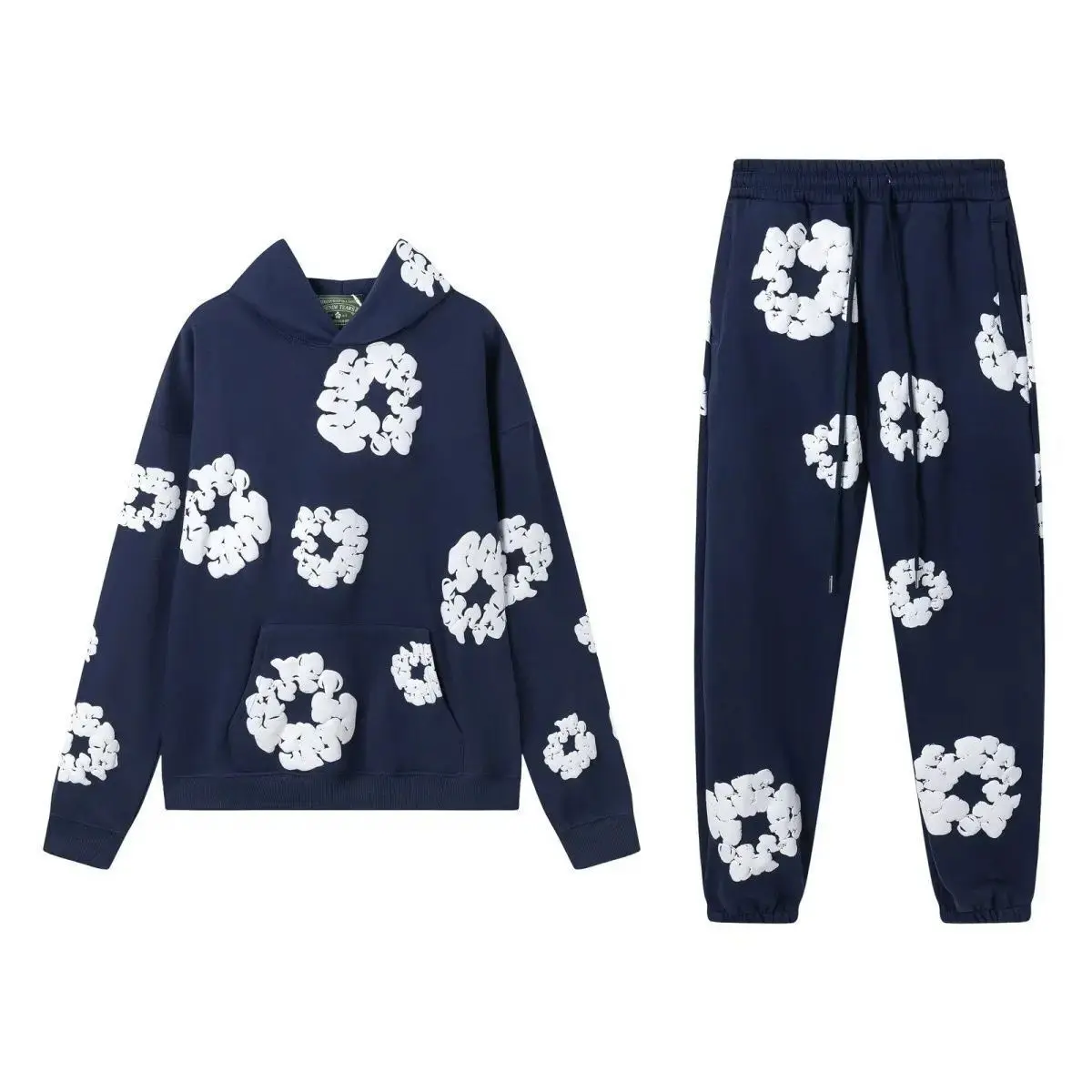 Navy blue set (white floral wreath)