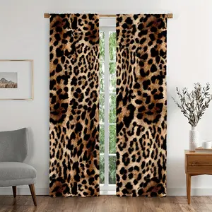 2 pieces/set of leopard print curtains, 3D digital printing, Window Curtain, light and airy feeling, suitable for comfortable bedrooms, chic offices, stylish kitchens, warm living rooms and quiet study rooms