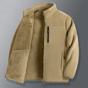 Winter Essential Men's Cargo Fleece Lined Sherpa Jacket Comfortable Durable Stand Collar for Outdoor Everyday Wear