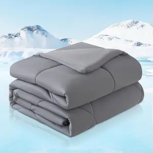 Cooling Comforter Queen Size - Sided Summer Cooling for Hot Sleepers or Night Sweats, All Season Lightweight Cool Duvet, Ice Blanket Bedding for Sleeping, Grey