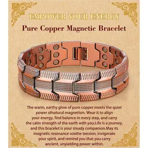Copper Bracelet for Men Pure Copper  Bracelets for Mens  Adjustable Bracelet With 3-Row    Gifts For Men With Sizing Tools