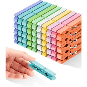 Clothes Pins Colored Clothespins Wooden Cheer Pins 50-Pack 2.9 Inch Close Pins 10 Pastel Macaron Colors - Colorful Painted Pegs for Crafts Photo Hanging, Decorative Spirit Clip Classroom Decorations