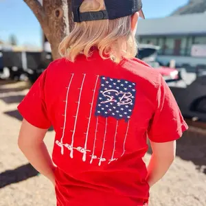 Fishing Pole Flag Short Sleeve Kids Tee