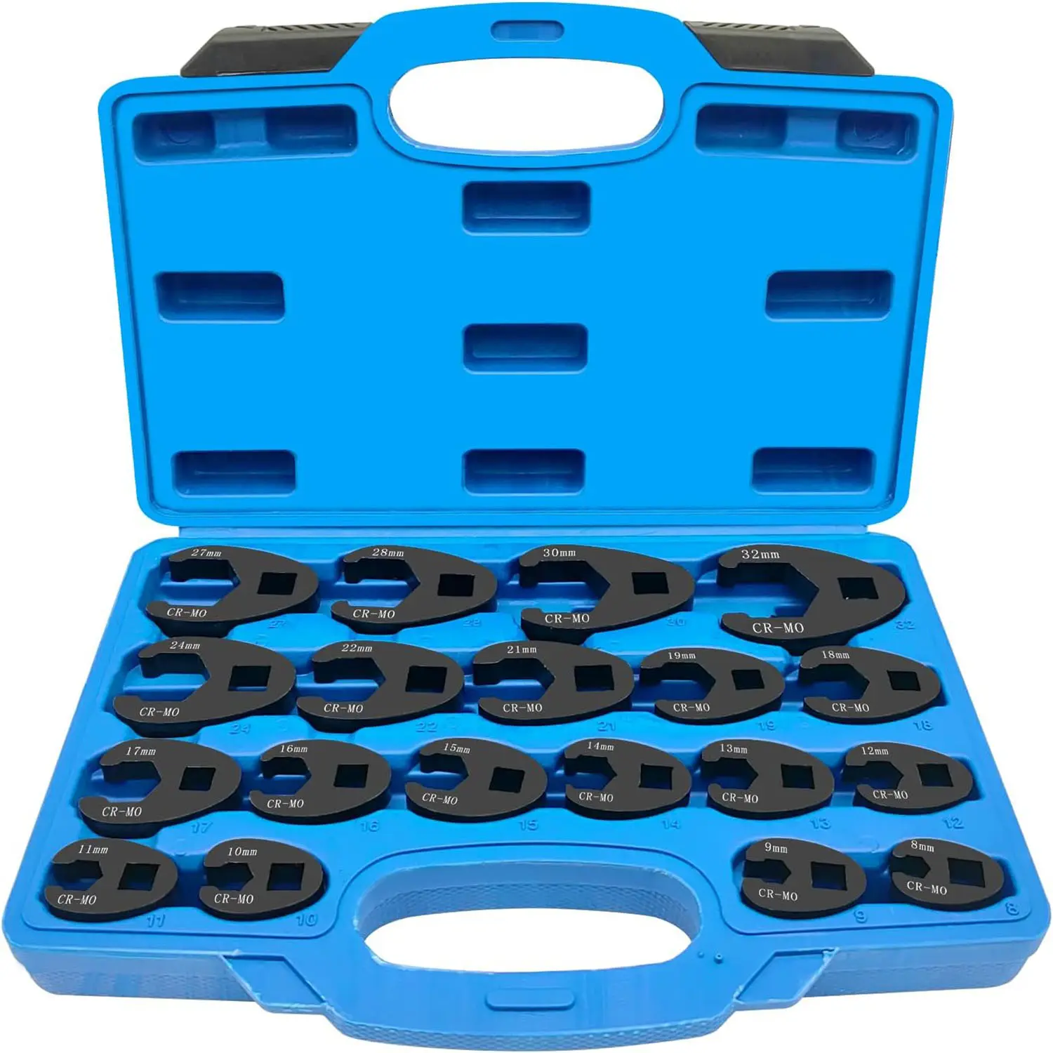 19pcs Jumbo Crowfoot Flare Nut Wrench Set, 3/8in & 1/2in Drive, 8-32mm Metric Cr-Mo Steel Kit with Ratchet Adapter for Hand Tool Applications, Cr-Mo Steel Wrench Sets, Ratchet Adapter Wrench Sets